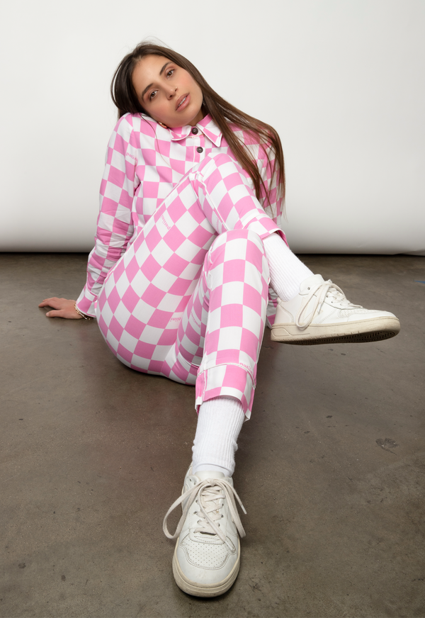 Pink outlets L/XL checkered set