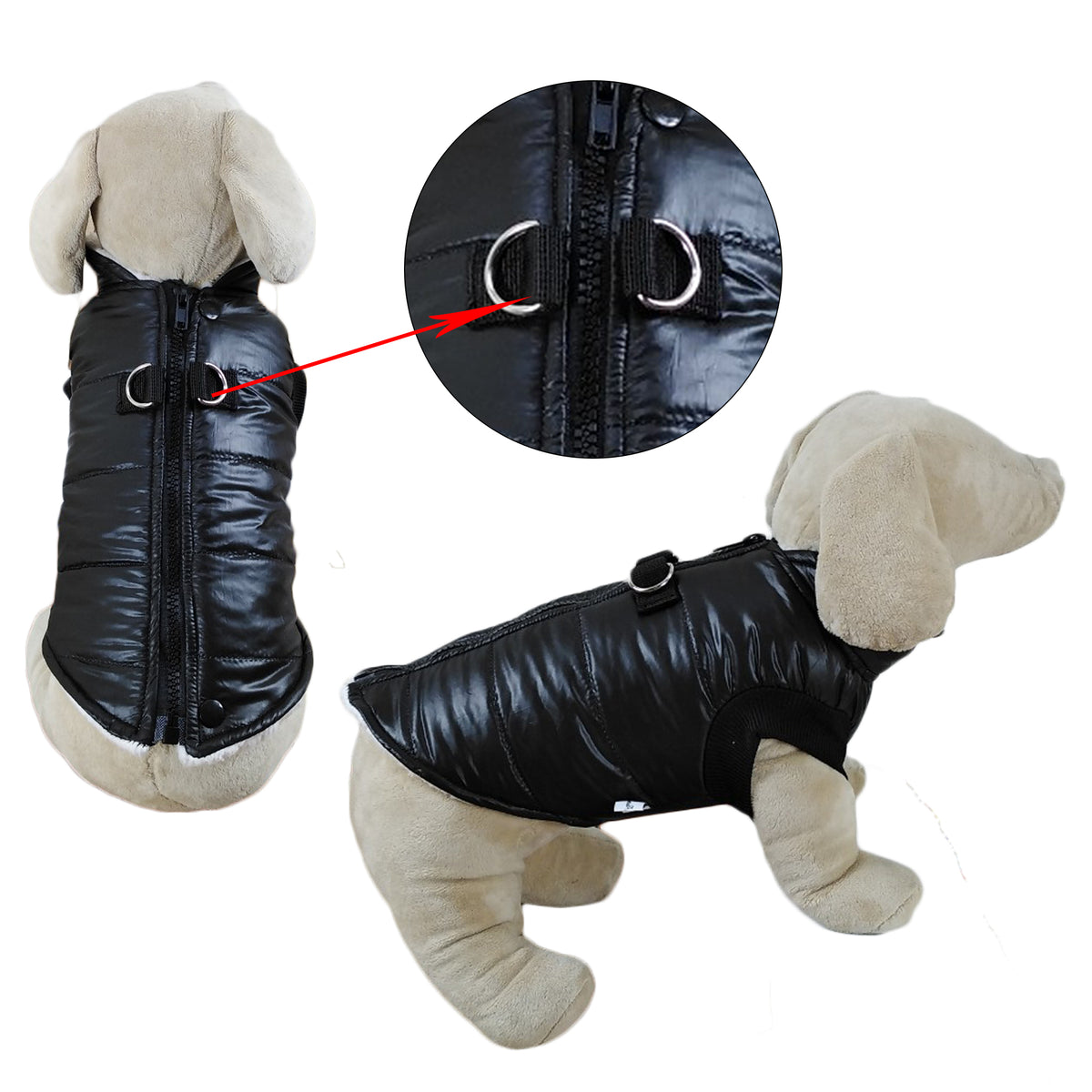 Padded Vest Jacket with Zipper Closure and Leash Ring - Primeware Inc.