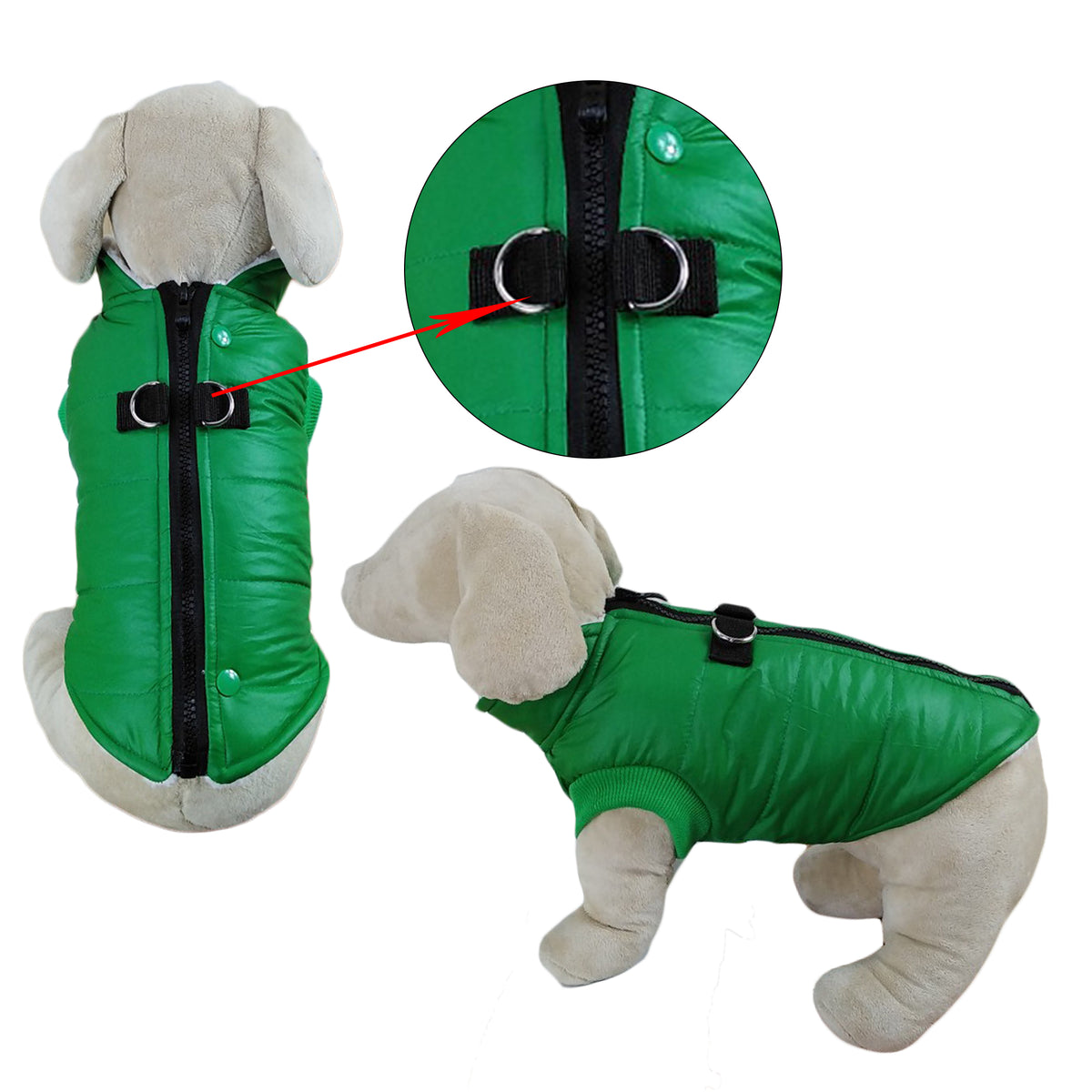 Padded Vest Jacket with Zipper Closure and Leash Ring - Primeware Inc.