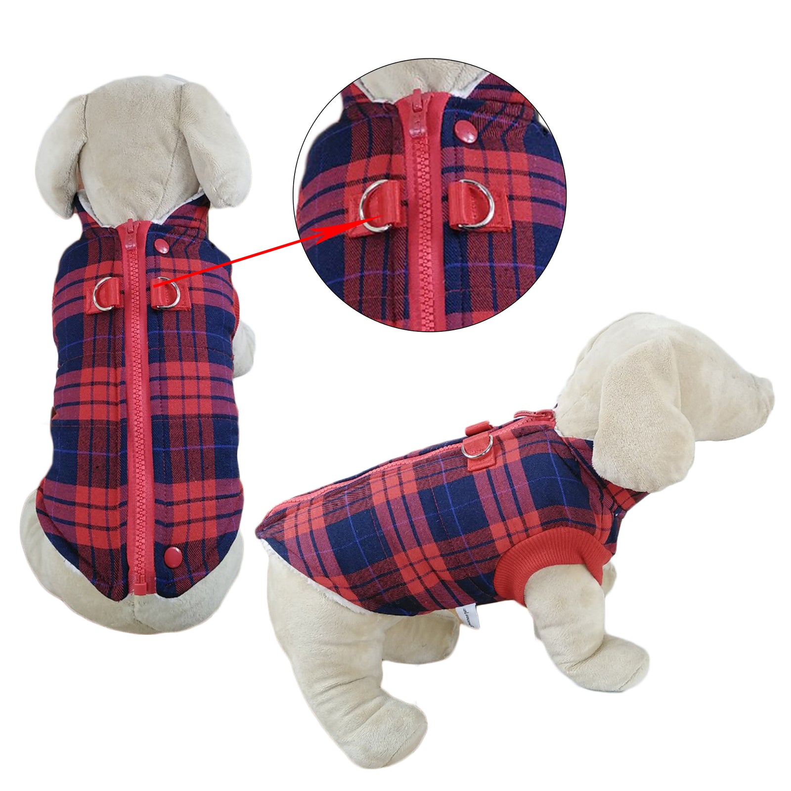 Winter Coat with Thick Fleece Zipper Closure and Leash Ring - Primeware Inc.