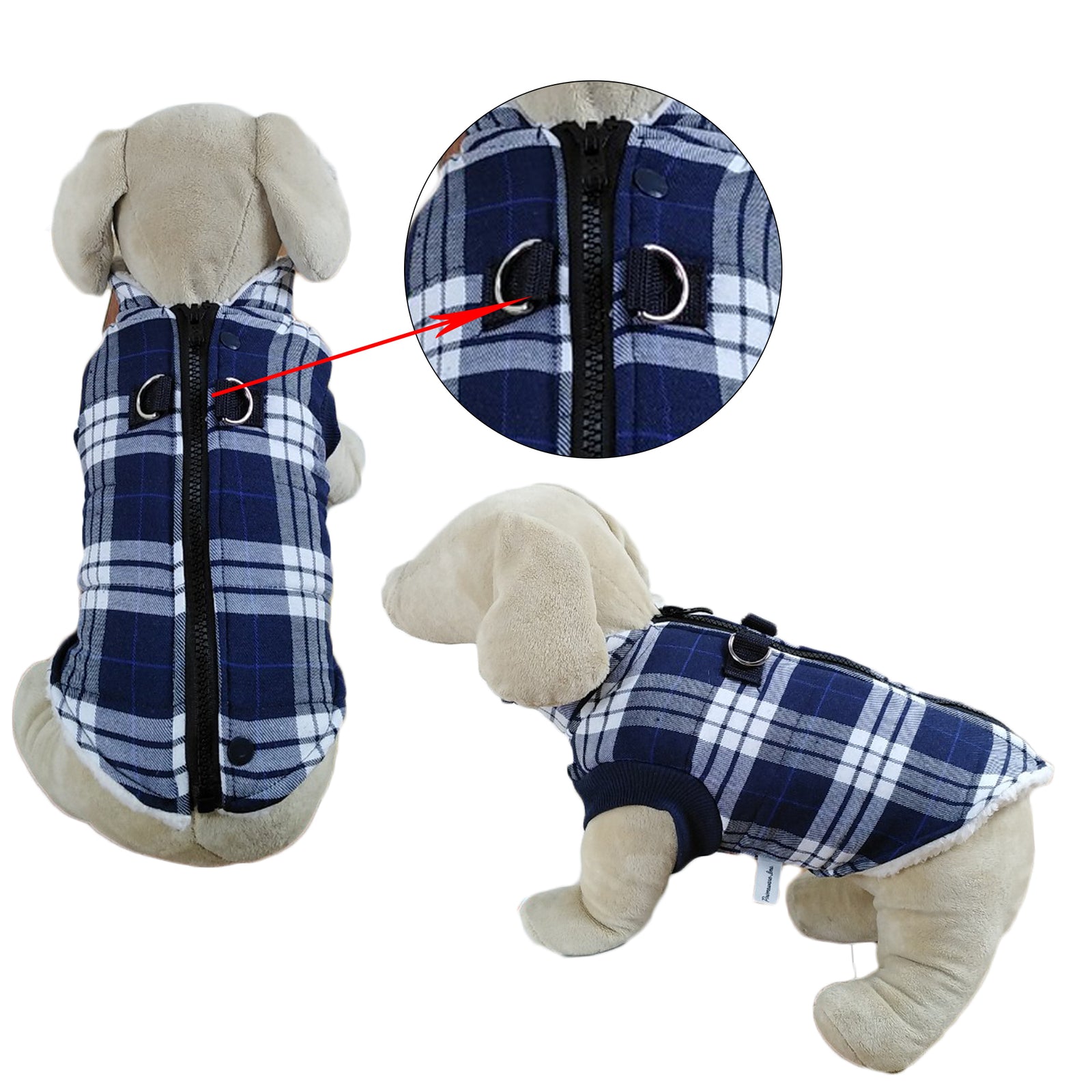 Winter Coat with Thick Fleece Zipper Closure and Leash Ring - Primeware Inc.