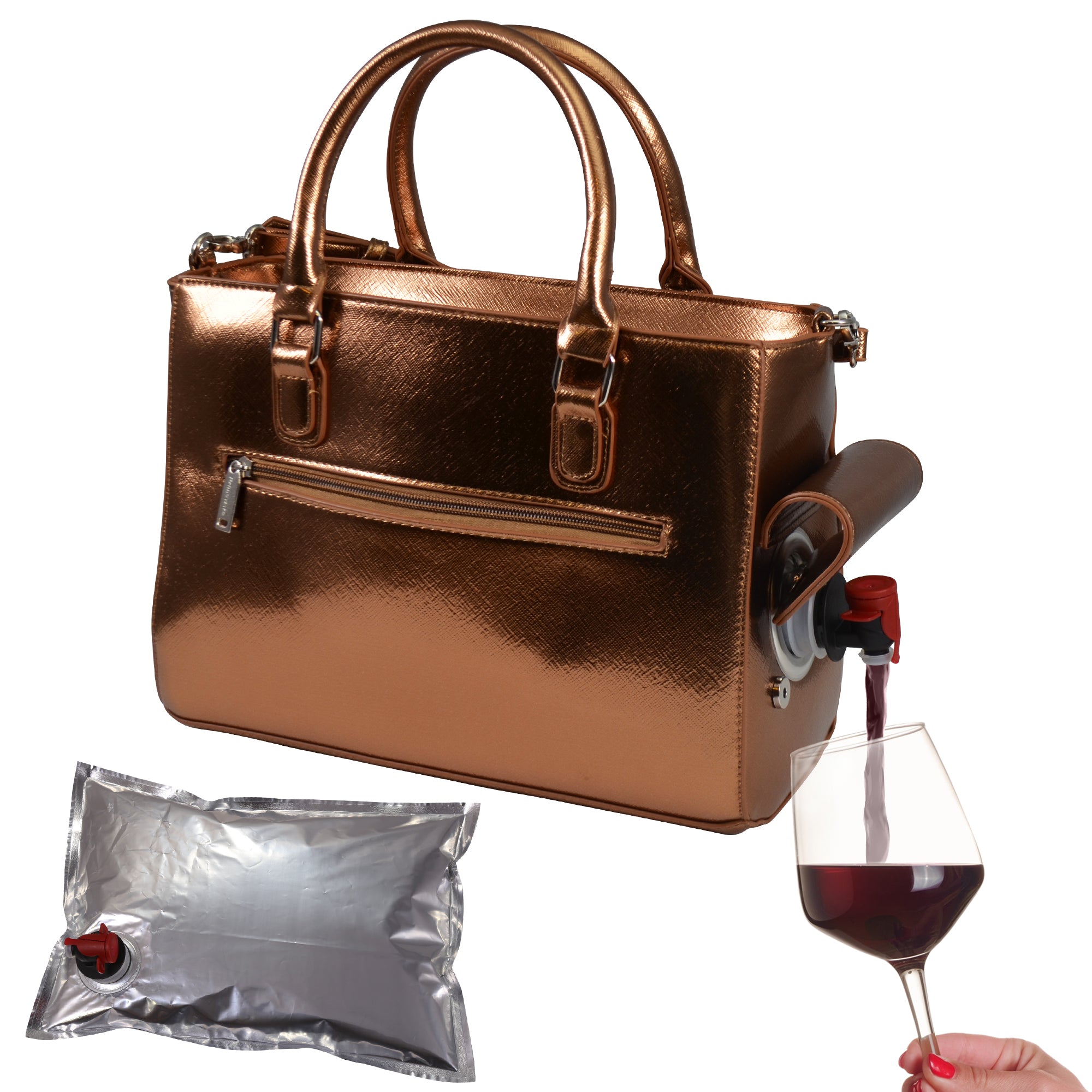 Insulated Wine Purse Faux Leather | Soko & Co