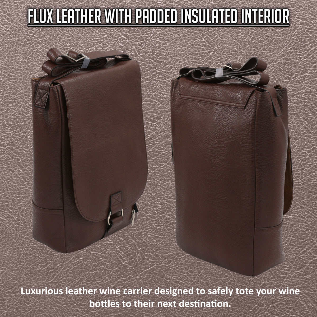 Vino Faux Leather Two Bottle Wine Messenger Bag - Primeware Inc.